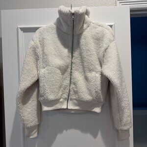 A&F Sherpa Faux Fur Bomber Jacket Small